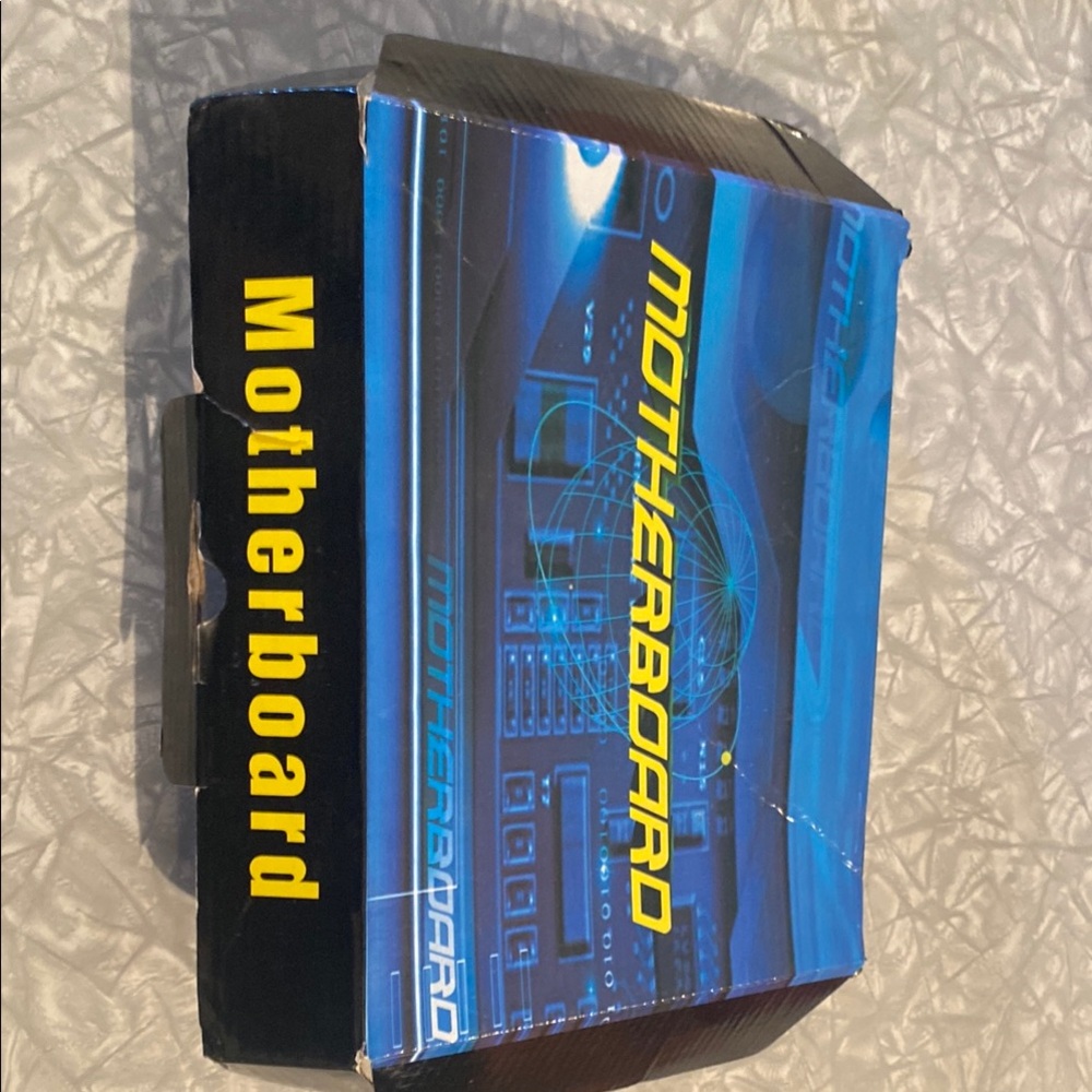 Motherboard Box with Blue and Yellow Design